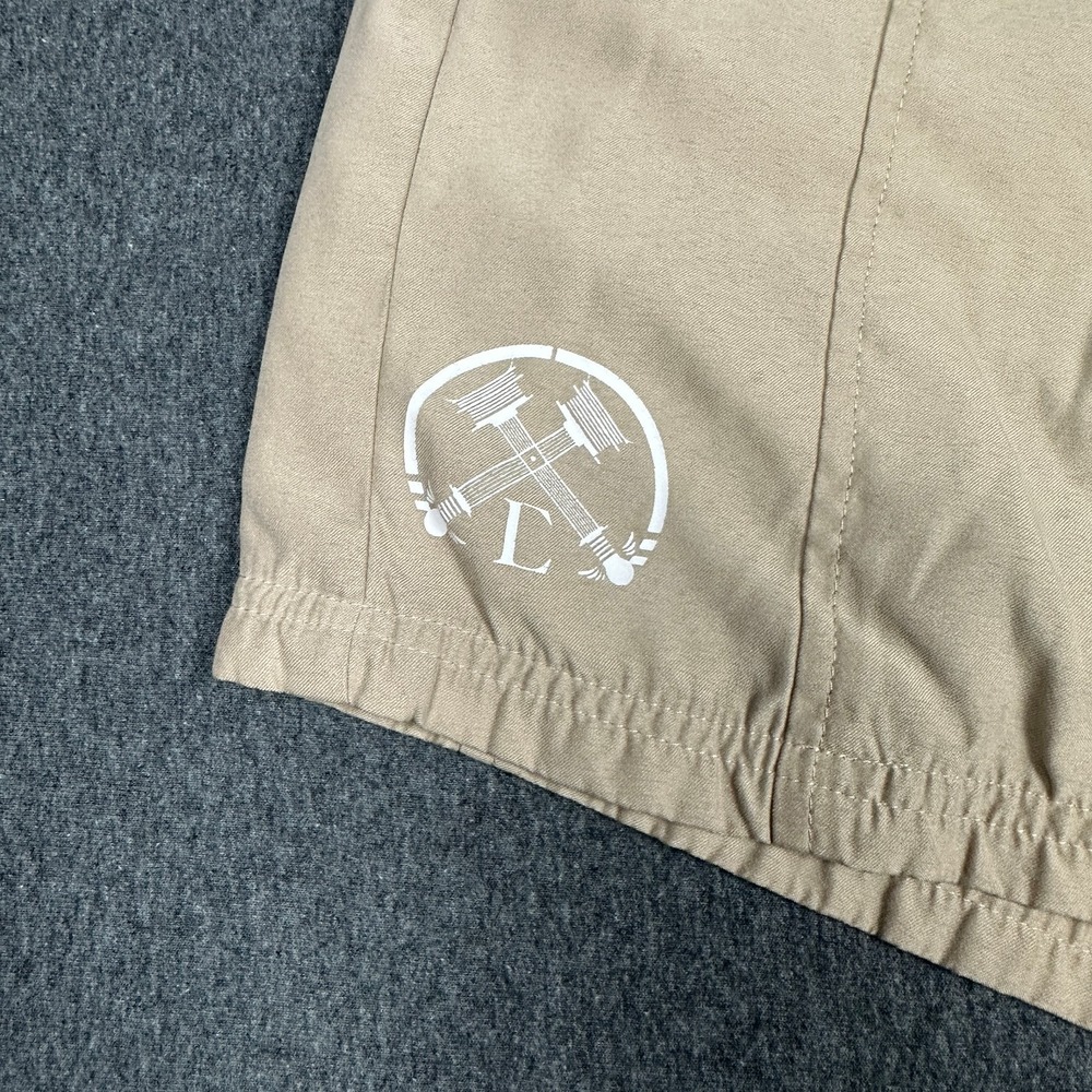Civil Regime Mens Medium Mesh Lined Hybrid Shorts Sand Beige Track Swim Trunks M - Picture 2 of 11